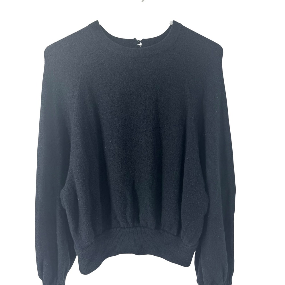 J.Crew Black Alpaca Wool Blend Keyhole Back Ribbed Hem Sweater Medium